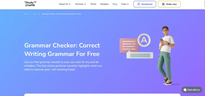 Screenshot of Grammar Checker website