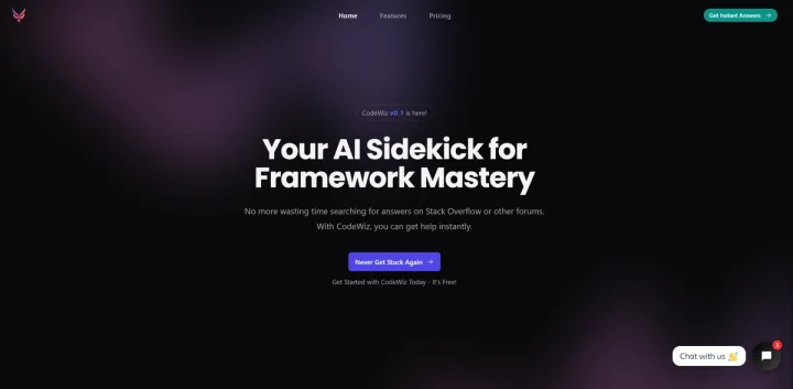 Screenshot of CodeWiz website