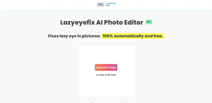 Screenshot of Lazyeyefix Photo Editor website