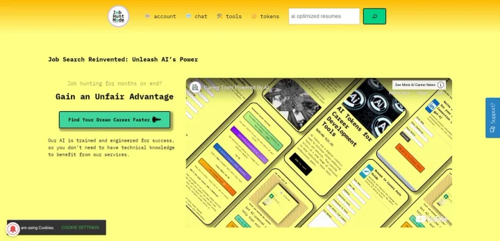 Screenshot of Job Hunt Mode website