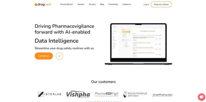 Screenshot of DrugCard website