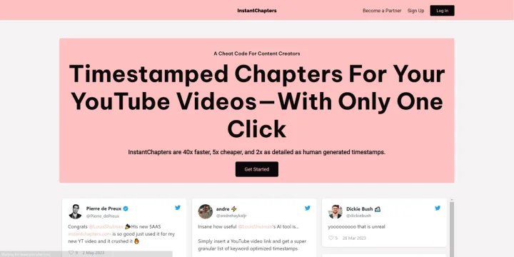 Screenshot of Instant Chapters website