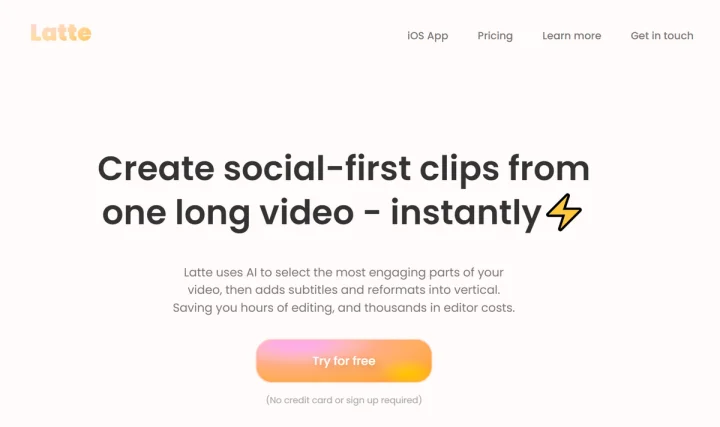 Screenshot of Latte website