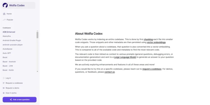 Screenshot of Codex website
