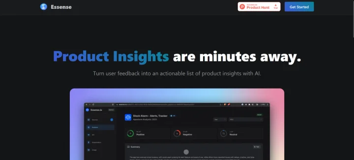 Screenshot of Essense AI website