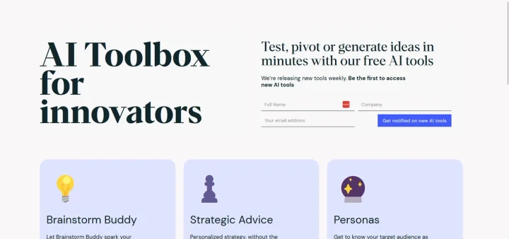 Screenshot of AI Toolbox for Innovators website