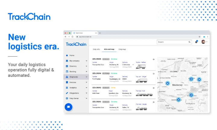 Screenshot of TrackChain website