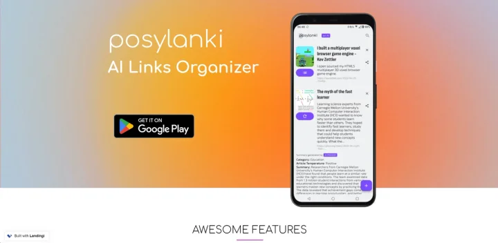 Screenshot of Posylanki website