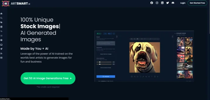 Screenshot of Artsmart.ai website