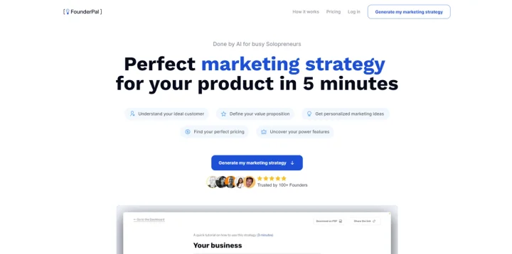 Screenshot of Marketing Strategy Generator website