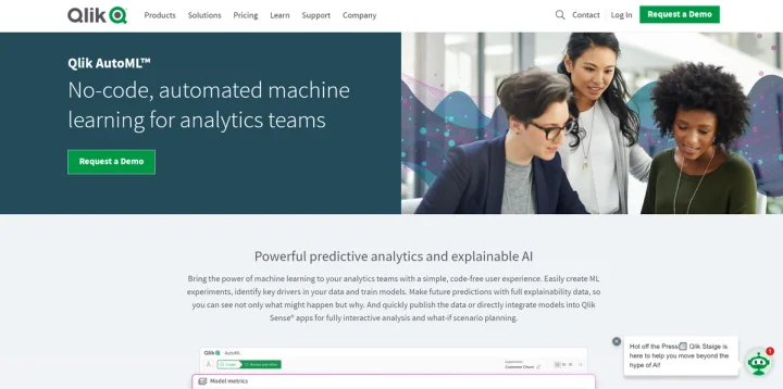 Screenshot of Qlik AutoML website