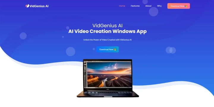 Screenshot of VidGenius website