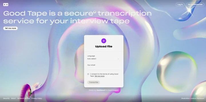 Screenshot of Good Tape website