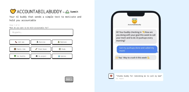 Screenshot of Accountabilabuddy website