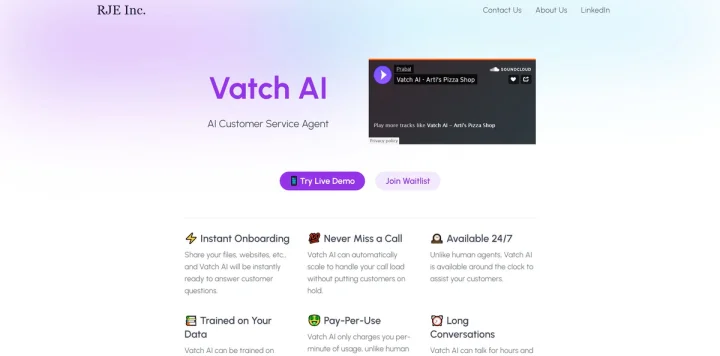 Screenshot of VatchAI website