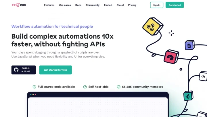 Screenshot of N8n website