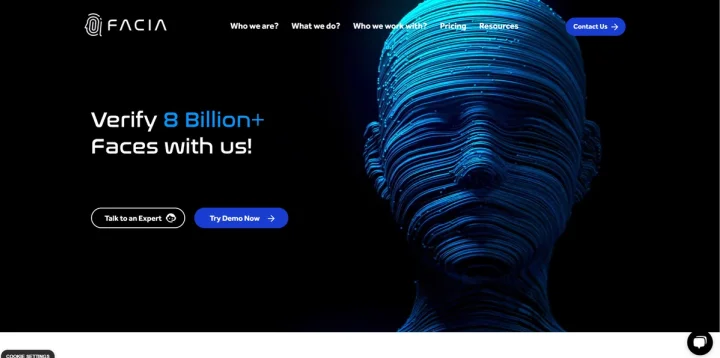 Screenshot of Facia.ai website