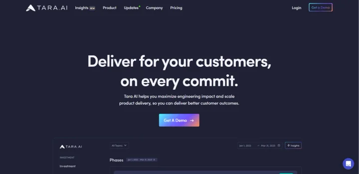 Screenshot of Tara AI website