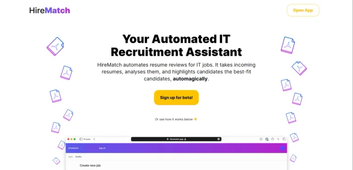 Screenshot of HireMatch website