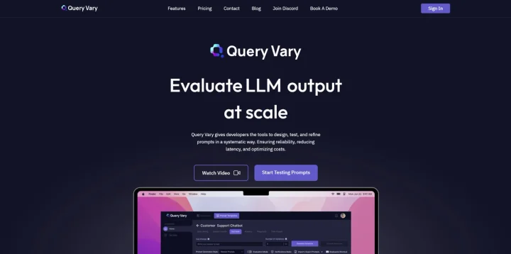 Screenshot of Query Vary website
