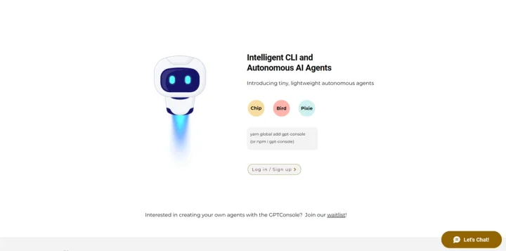 Screenshot of GPTConsole website