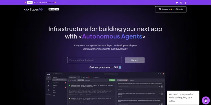 Screenshot of SuperAGI website
