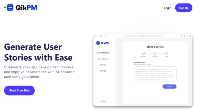 Screenshot of QikPM website