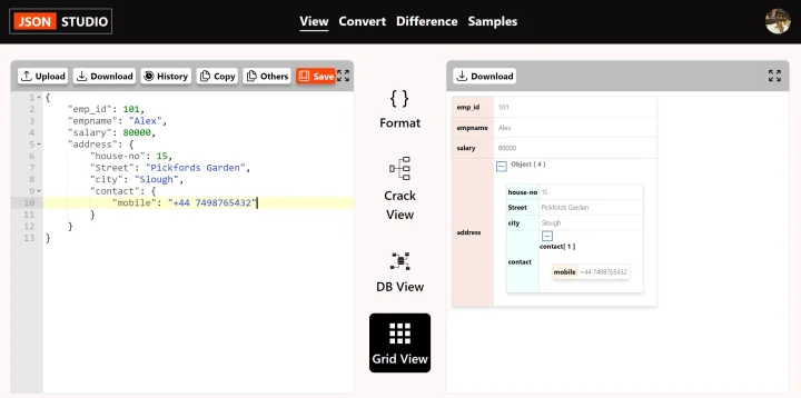 Screenshot of JSON Studio website