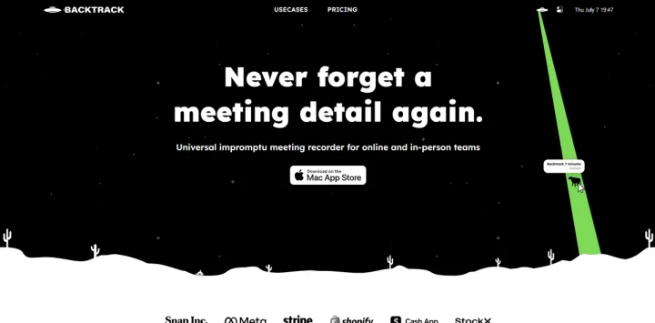 Screenshot of Backtrack website