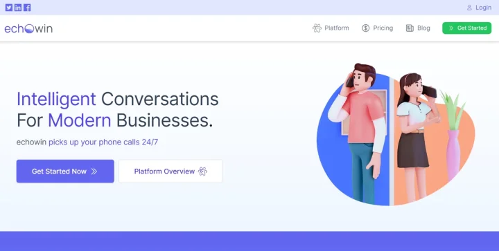 Screenshot of echowin website