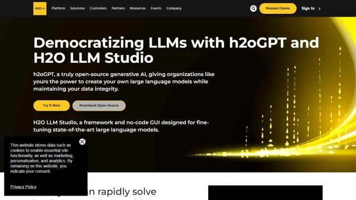 Screenshot of H2O.ai website