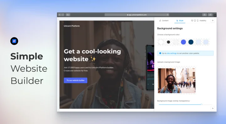 Screenshot of Unicorn Platform website