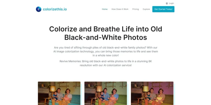 Screenshot of Colorizethis website