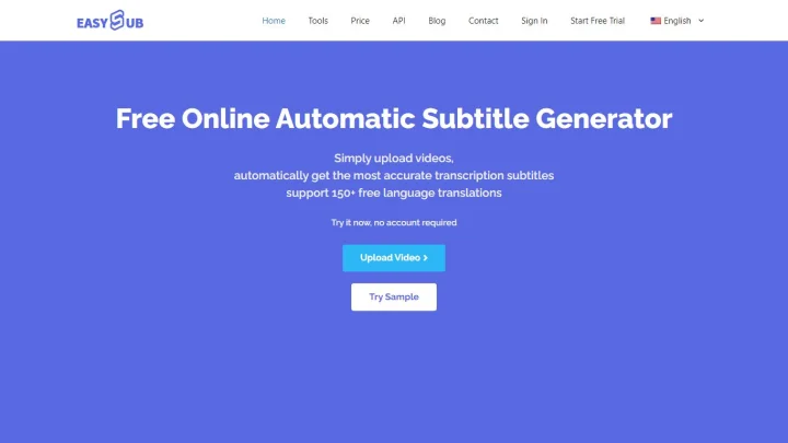 Screenshot of EasySub website