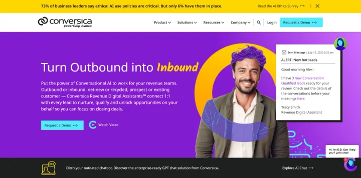 Screenshot of Conversica website