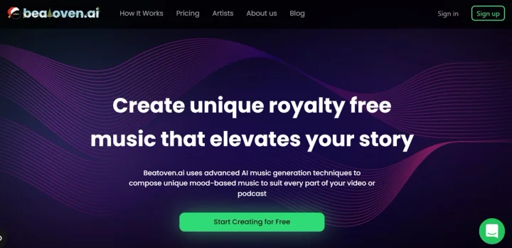 Screenshot of Beatoven.ai website