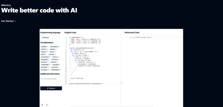 Screenshot of Refactory website
