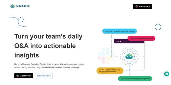 Screenshot of AI Sidekick website