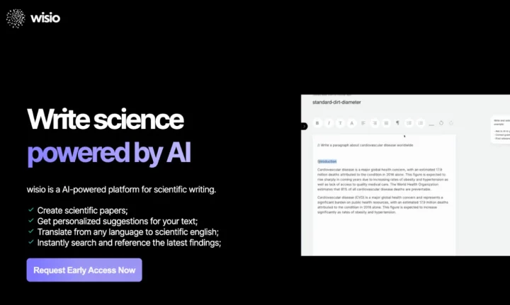 Screenshot of wisio.app website