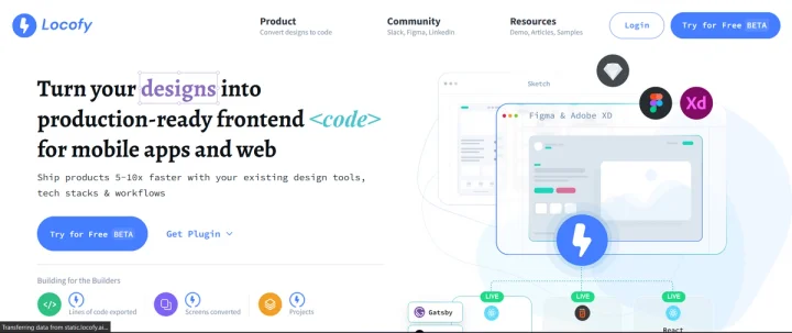 Screenshot of Locofy website