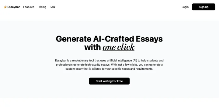 Screenshot of EssayBar website