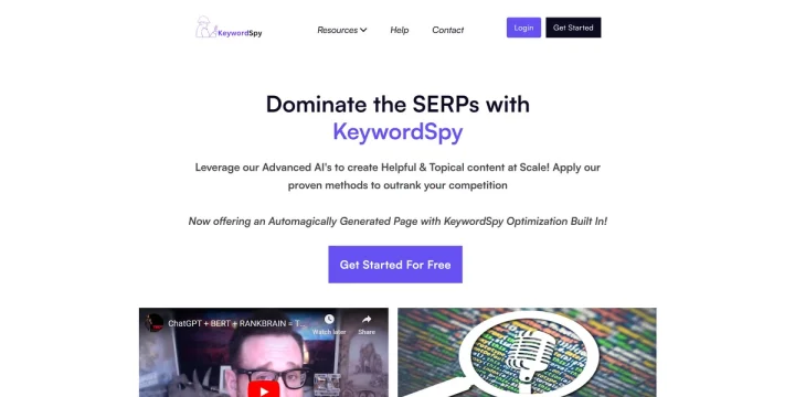 Screenshot of KeywordSpy website
