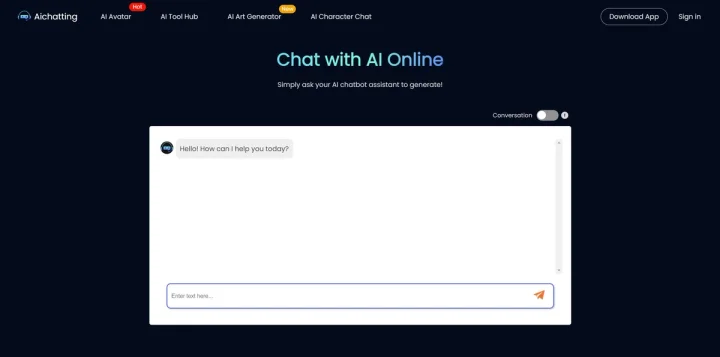 Screenshot of AIChatting website