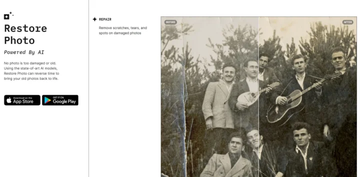 Screenshot of Restore Photo AI website