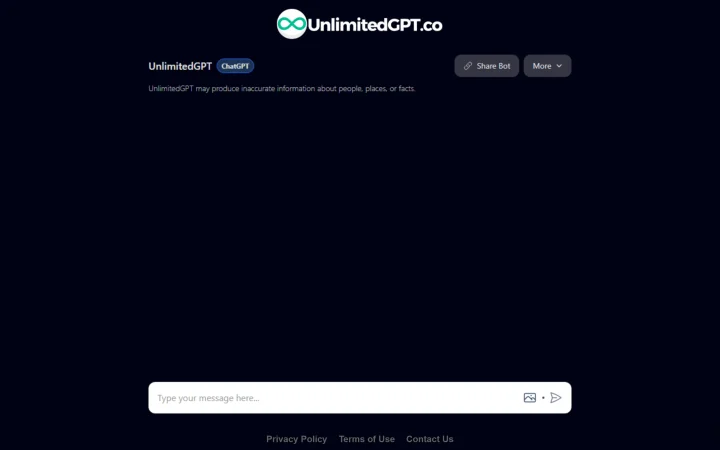 Screenshot of UnlimitedGPT website
