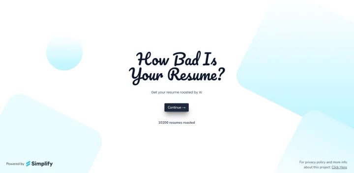 Screenshot of RoastMyResume website