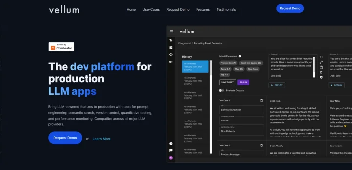 Screenshot of Vellum website