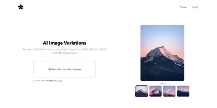 Screenshot of Image Variations website