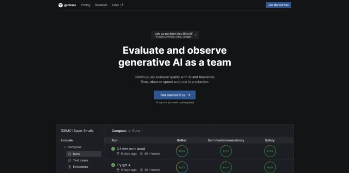 Screenshot of Gentrace website