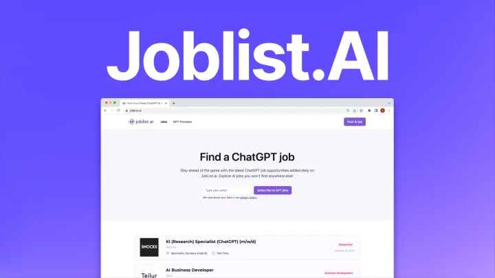 Screenshot of Joblist.AI website